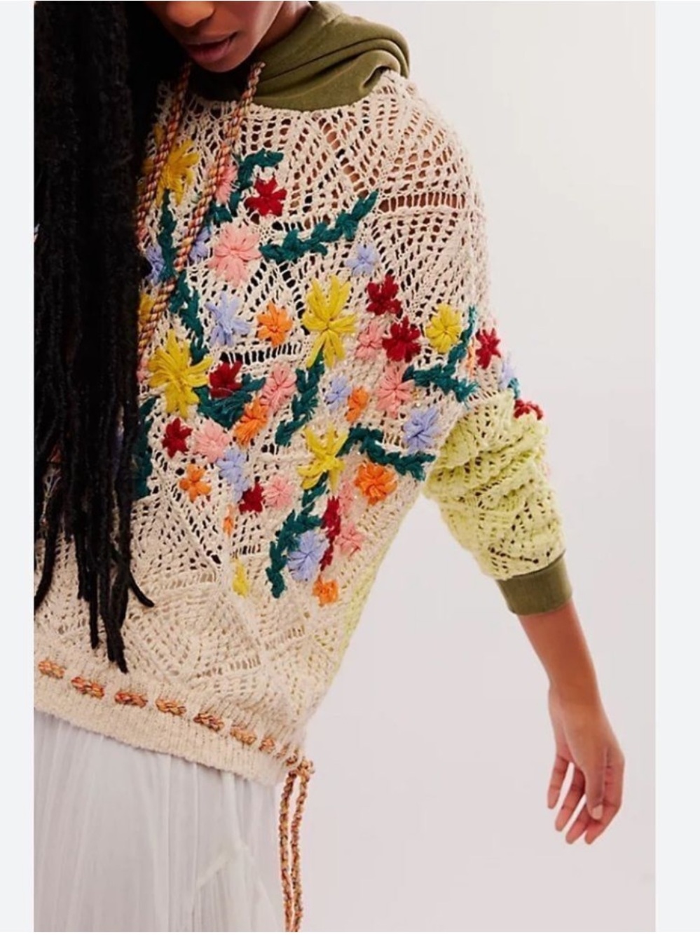 Free People Wild Meadows Crochet Pullover